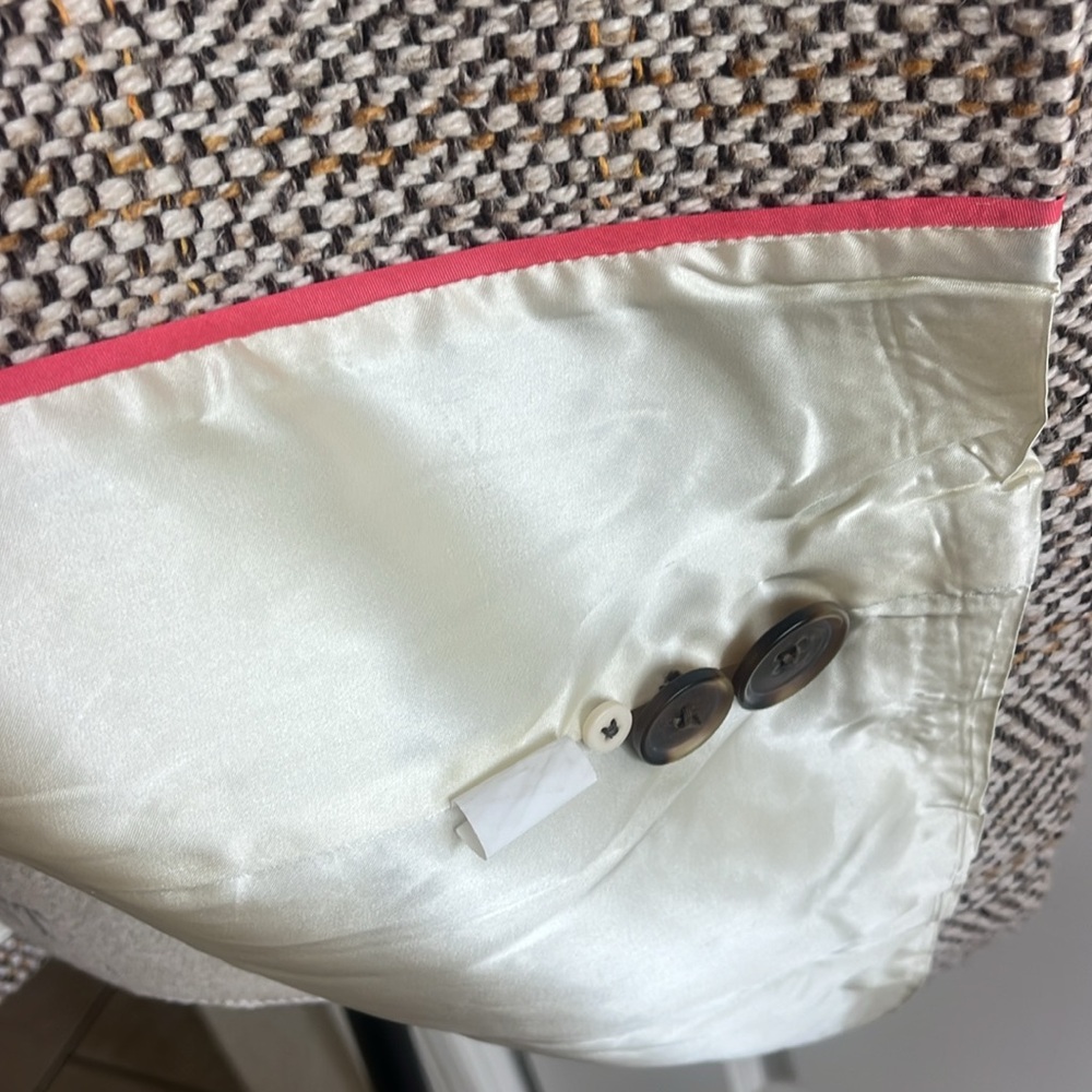 EUC J.Crew tan and brown tweed oversized button-down preppy old money pea coat - Picture 8 of 10